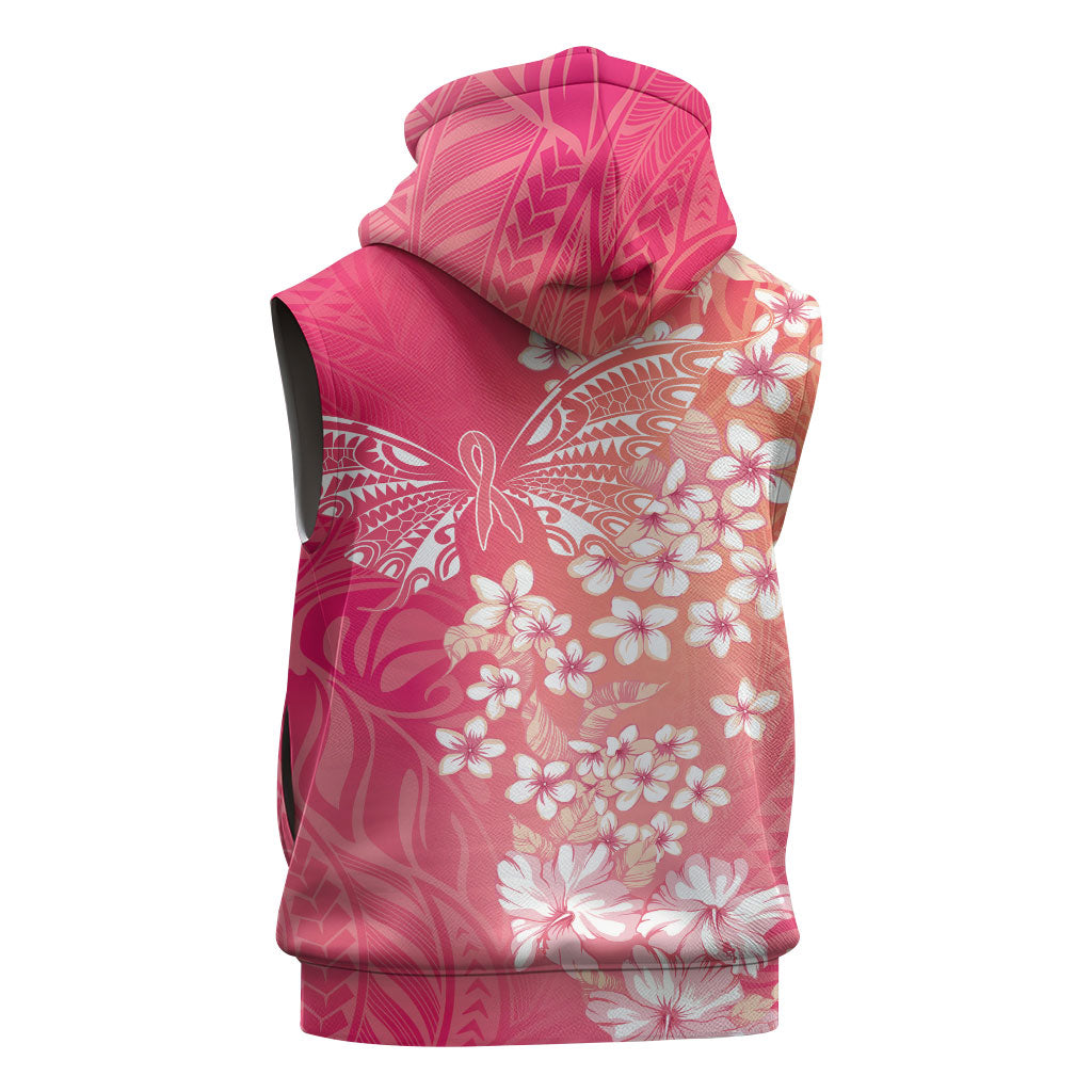 Dreamy Butterfly Polynesian - Breast Cancer Awareness Sleeveless Hoodie Floral Vibes