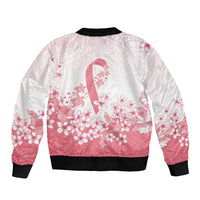 Breast Cancer Awareness Polynesian Bomber Jacket Floral Pink Ribbon