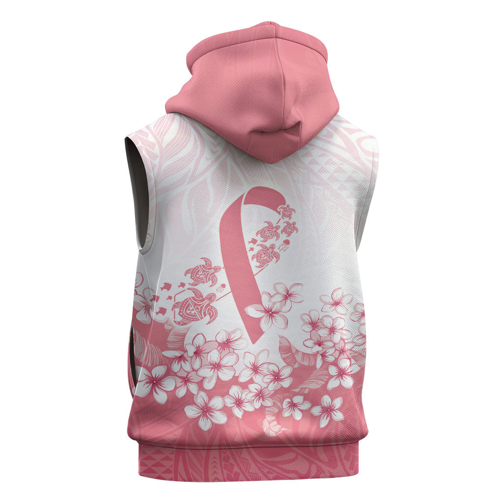 Breast Cancer Awareness Polynesian Sleeveless Hoodie Floral Pink Ribbon