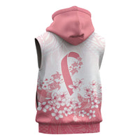 Breast Cancer Awareness Polynesian Sleeveless Zip Hoodie Floral Pink Ribbon
