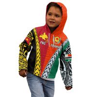 Personalised Papua New Guinea Mix Penama Kid Hoodie Tribal Patterns Half-Half Style LT7 - Polynesian Pride