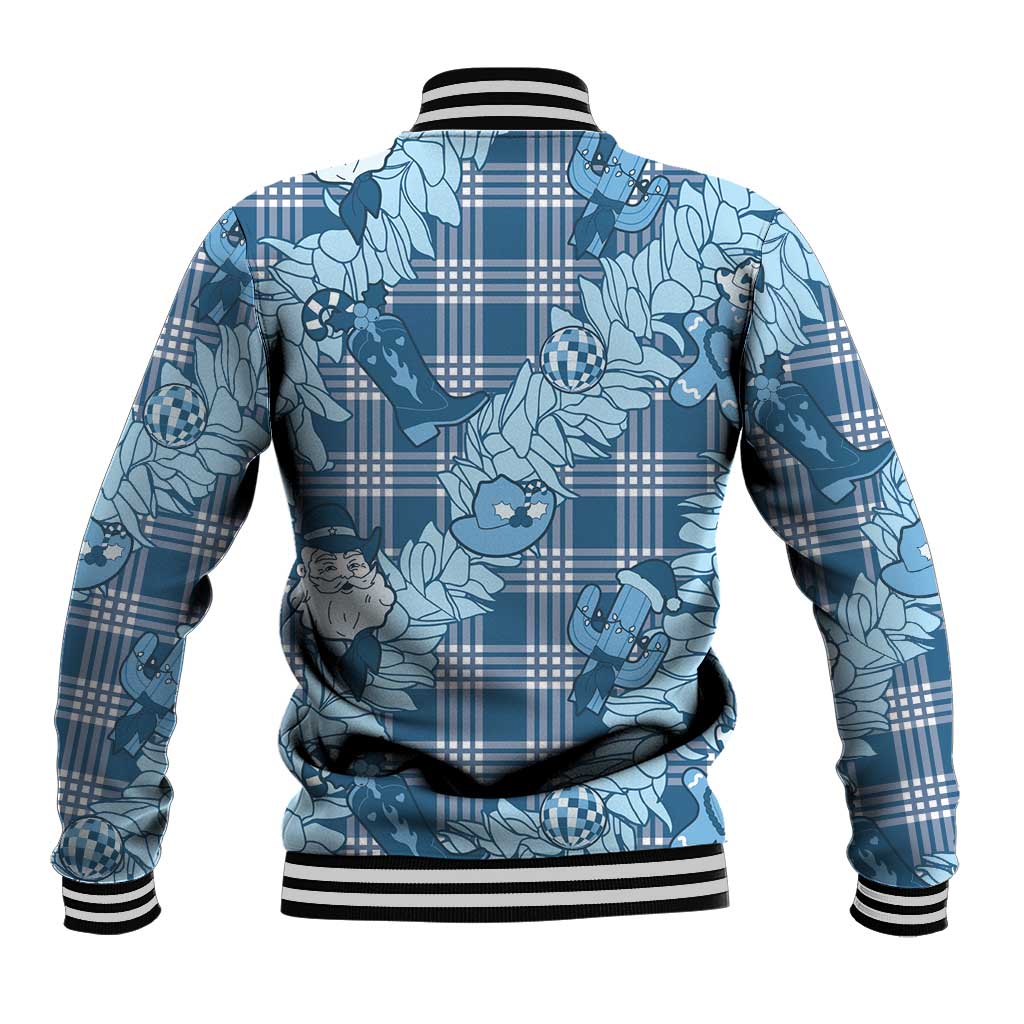 Blue Palaka Hawaii Cowboy Christmas Baseball Jacket Paniolo Mix Maile Lei LT7 - Polynesian Pride