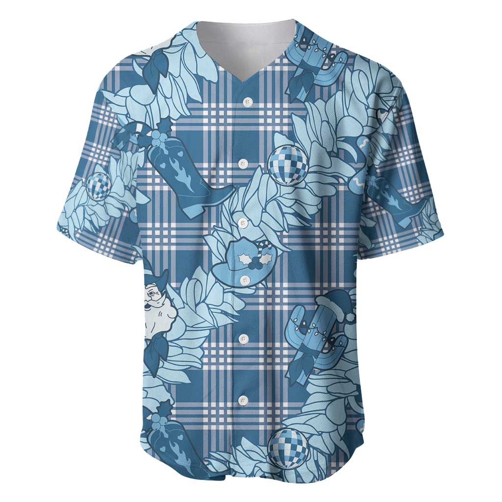 Blue Palaka Hawaii Cowboy Christmas Baseball Jersey Paniolo Mix Maile Lei LT7 Blue - Polynesian Pride