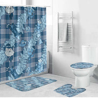 Blue Palaka Hawaii Cowboy Christmas Bathroom Set Paniolo Mix Maile Lei LT7 Bathroom Set (4 pcs) Blue - Polynesian Pride