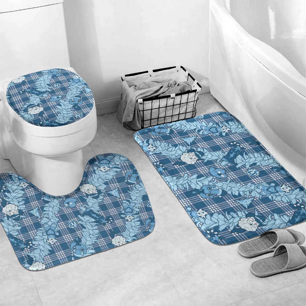 Blue Palaka Hawaii Cowboy Christmas Bathroom Set Paniolo Mix Maile Lei LT7 Mat Set Only (3 pcs) One Size Blue - Polynesian Pride