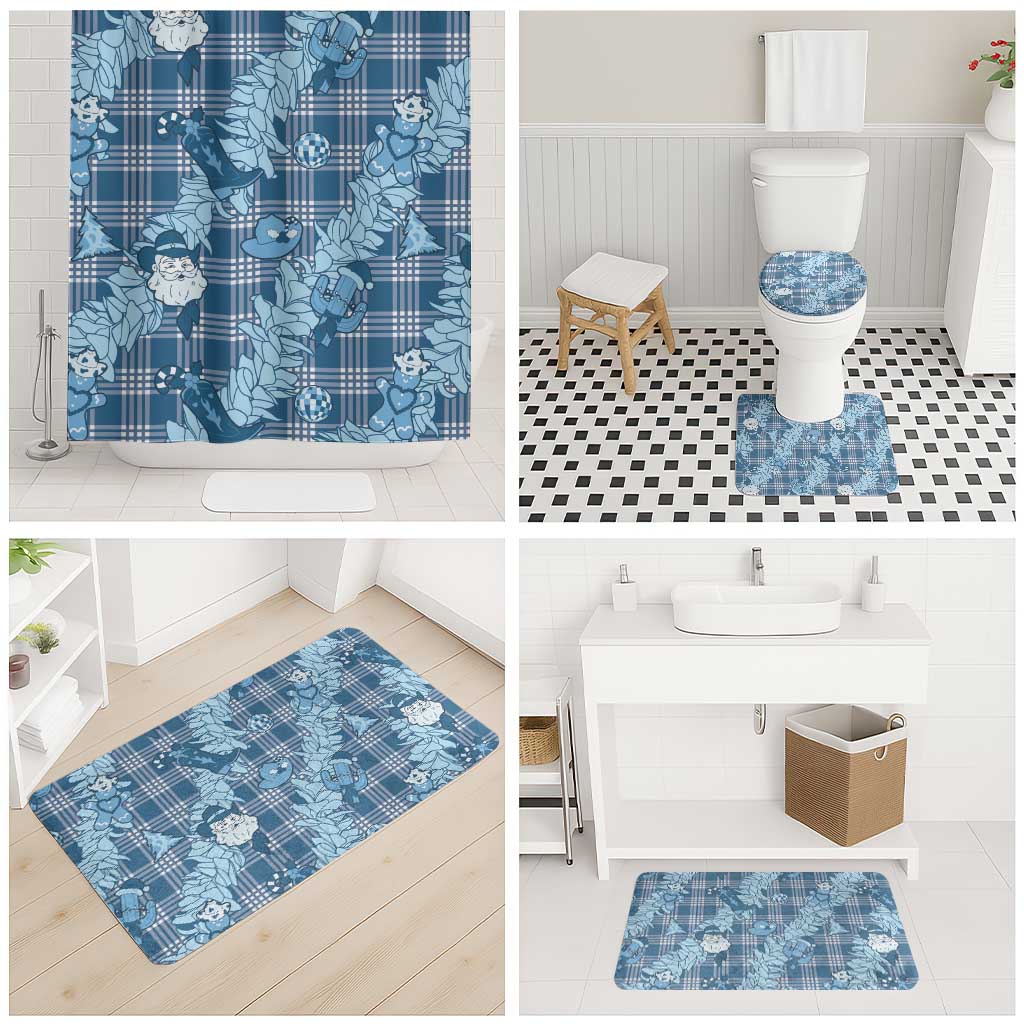 Blue Palaka Hawaii Cowboy Christmas Bathroom Set Paniolo Mix Maile Lei LT7 - Polynesian Pride