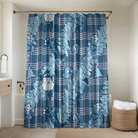 Blue Palaka Hawaii Cowboy Christmas Bathroom Set Paniolo Mix Maile Lei LT7 Shower Curtain Only Blue - Polynesian Pride