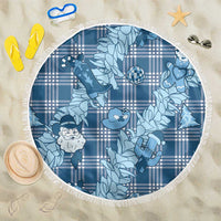 Blue Palaka Hawaii Cowboy Christmas Beach Blanket Paniolo Mix Maile Lei LT7 One Size 150cm Blue - Polynesian Pride