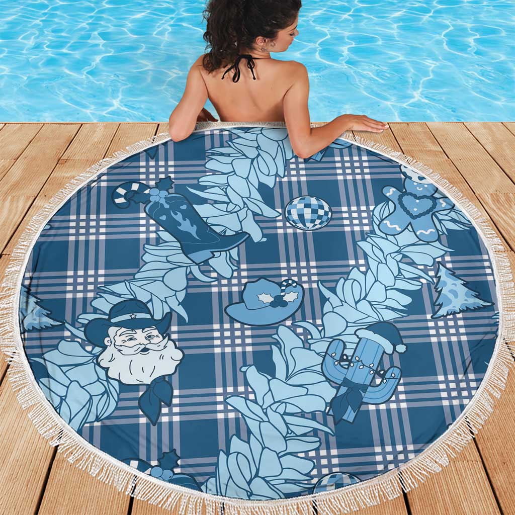 Blue Palaka Hawaii Cowboy Christmas Beach Blanket Paniolo Mix Maile Lei LT7 - Polynesian Pride