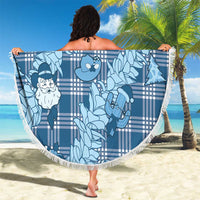 Blue Palaka Hawaii Cowboy Christmas Beach Blanket Paniolo Mix Maile Lei LT7 - Polynesian Pride
