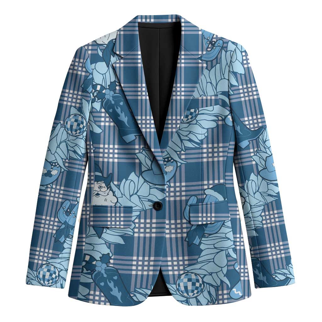 Blue Palaka Hawaii Cowboy Christmas Blazer Paniolo Mix Maile Lei LT7 Unisex Blue - Polynesian Pride