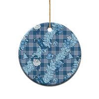 Blue Palaka Hawaii Cowboy Christmas Ceramic Ornament Paniolo Mix Maile Lei LT7 - Polynesian Pride