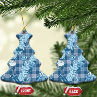 Blue Palaka Hawaii Cowboy Christmas Ceramic Ornament Paniolo Mix Maile Lei LT7 Christmas Tree Blue - Polynesian Pride