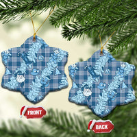 Blue Palaka Hawaii Cowboy Christmas Ceramic Ornament Paniolo Mix Maile Lei LT7 Snow Flake Blue - Polynesian Pride