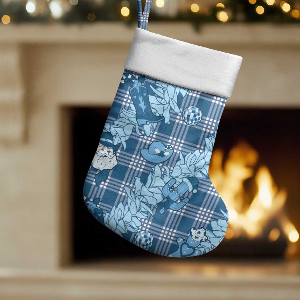 Blue Palaka Hawaii Cowboy Christmas Stocking Paniolo Mix Maile Lei LT7 Set of 2 Blue - Polynesian Pride