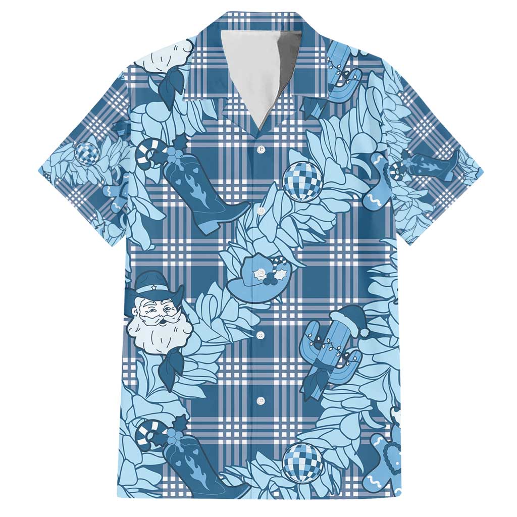 Blue Palaka Hawaii Cowboy Christmas Hawaiian Shirt Paniolo Mix Maile Lei LT7 Blue - Polynesian Pride