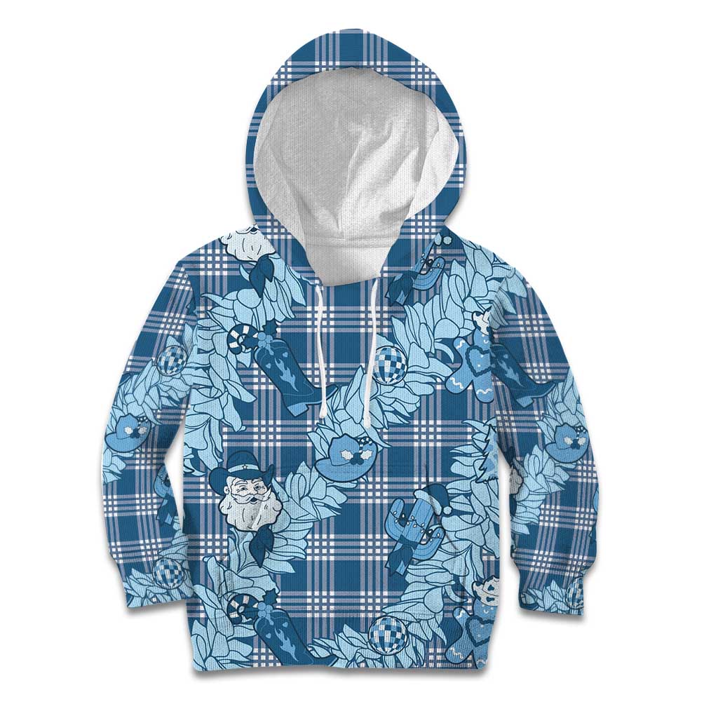 Blue Palaka Hawaii Cowboy Christmas Kid Hoodie Paniolo Mix Maile Lei LT7 Hoodie Blue - Polynesian Pride