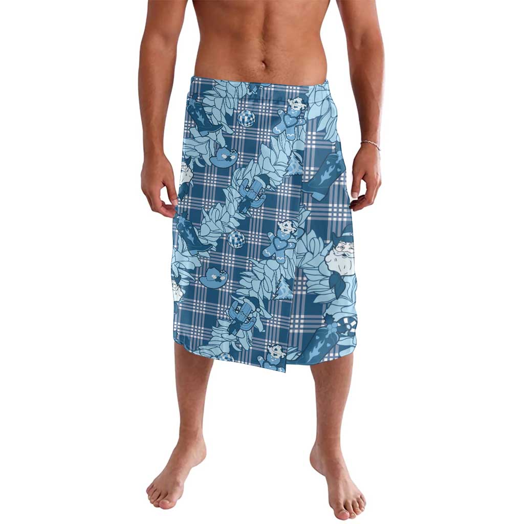 Blue Palaka Hawaii Cowboy Christmas Lavalava Paniolo Mix Maile Lei LT7 Blue - Polynesian Pride