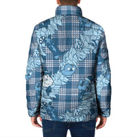 Blue Palaka Hawaii Cowboy Christmas Padded Jacket Paniolo Mix Maile Lei LT7 - Polynesian Pride