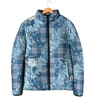 Blue Palaka Hawaii Cowboy Christmas Padded Jacket Paniolo Mix Maile Lei LT7 - Polynesian Pride