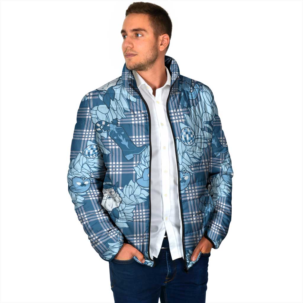 Blue Palaka Hawaii Cowboy Christmas Padded Jacket Paniolo Mix Maile Lei LT7 - Polynesian Pride