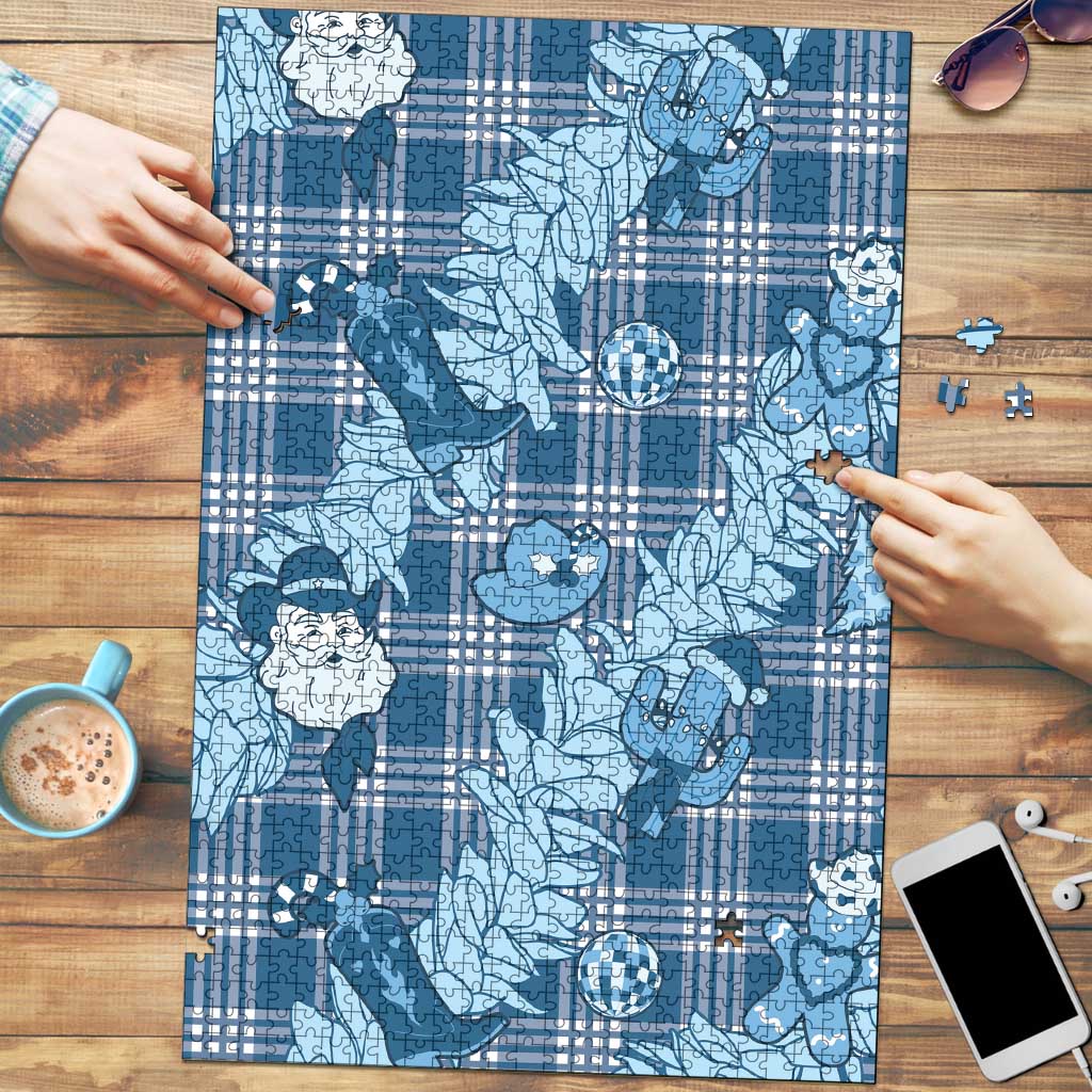 Blue Palaka Hawaii Cowboy Christmas Puzzle Paniolo Mix Maile Lei LT7 Blue - Polynesian Pride