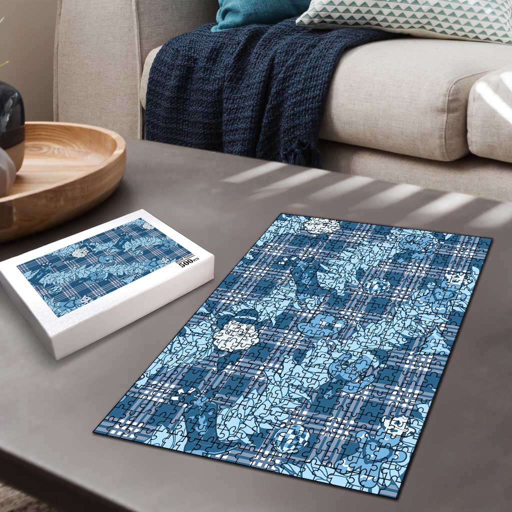 Blue Palaka Hawaii Cowboy Christmas Puzzle Paniolo Mix Maile Lei LT7 - Polynesian Pride