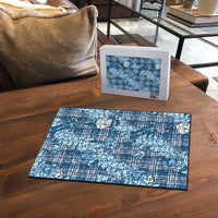 Blue Palaka Hawaii Cowboy Christmas Puzzle Paniolo Mix Maile Lei LT7 - Polynesian Pride