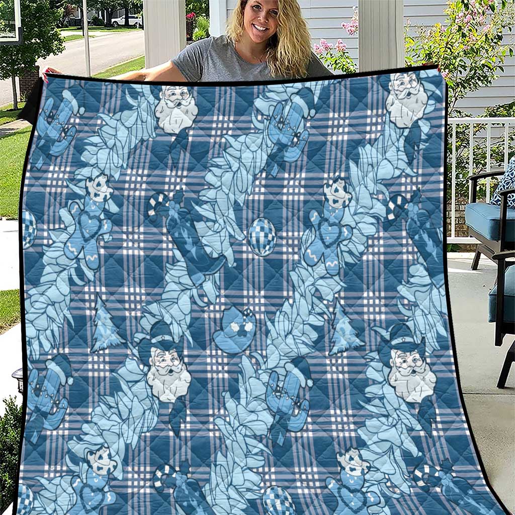 Blue Palaka Hawaii Cowboy Christmas Quilt Paniolo Mix Maile Lei LT7 Blue - Polynesian Pride