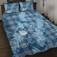 Blue Palaka Hawaii Cowboy Christmas Quilt Bed Set Paniolo Mix Maile Lei LT7 Blue - Polynesian Pride