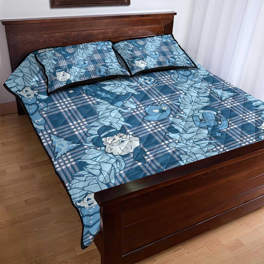 Blue Palaka Hawaii Cowboy Christmas Quilt Bed Set Paniolo Mix Maile Lei LT7 - Polynesian Pride