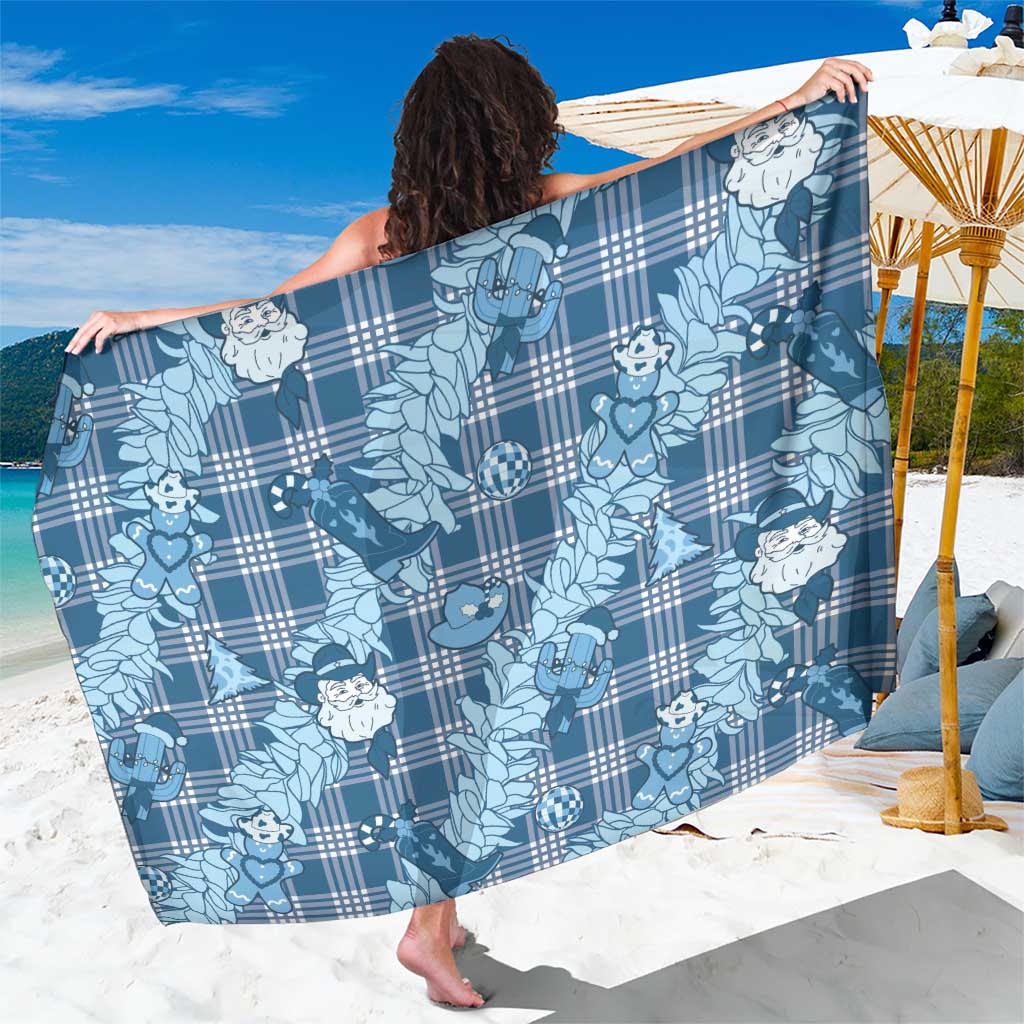 Blue Palaka Hawaii Cowboy Christmas Sarong Paniolo Mix Maile Lei LT7 One Size 44 x 66 inches Blue - Polynesian Pride