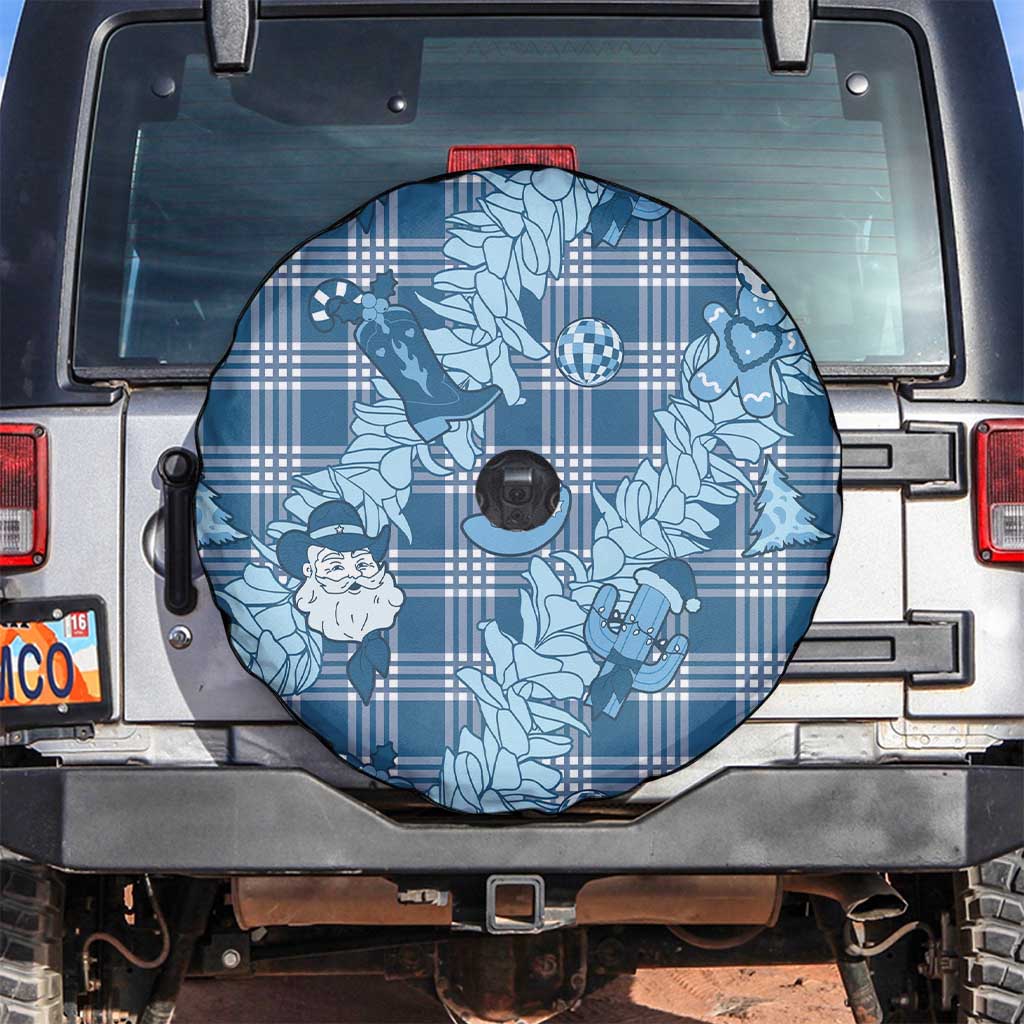 Blue Palaka Hawaii Cowboy Christmas Spare Tire Cover Paniolo Mix Maile Lei LT7 Blue - Polynesian Pride