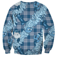 Blue Palaka Hawaii Cowboy Christmas Sweatshirt Paniolo Mix Maile Lei LT7 - Polynesian Pride
