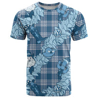Blue Palaka Hawaii Cowboy Christmas T Shirt Paniolo Mix Maile Lei LT7 Blue - Polynesian Pride