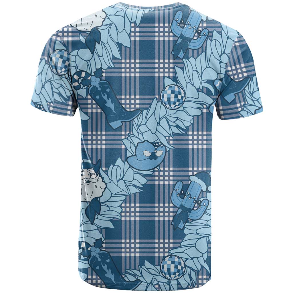Blue Palaka Hawaii Cowboy Christmas T Shirt Paniolo Mix Maile Lei LT7 - Polynesian Pride