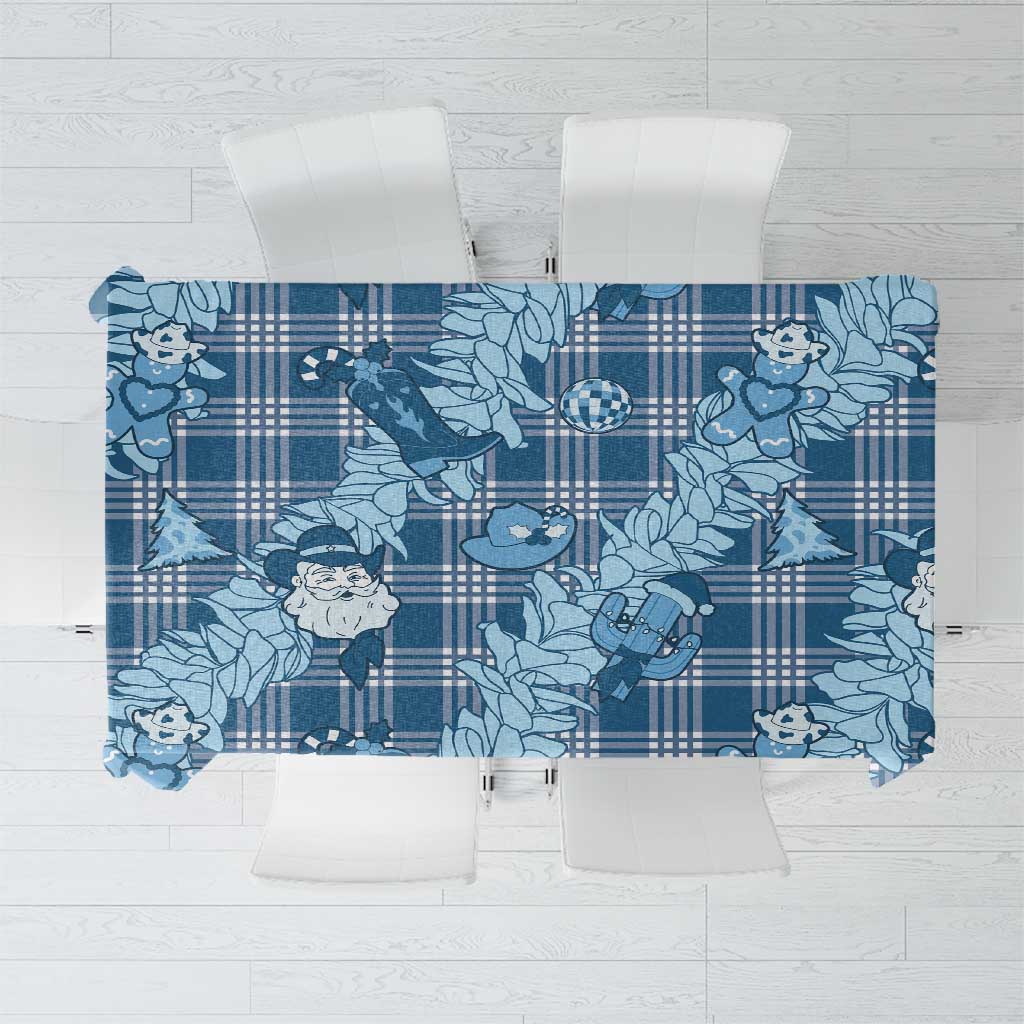 Blue Palaka Hawaii Cowboy Christmas Tablecloth Paniolo Mix Maile Lei LT7 Blue - Polynesian Pride