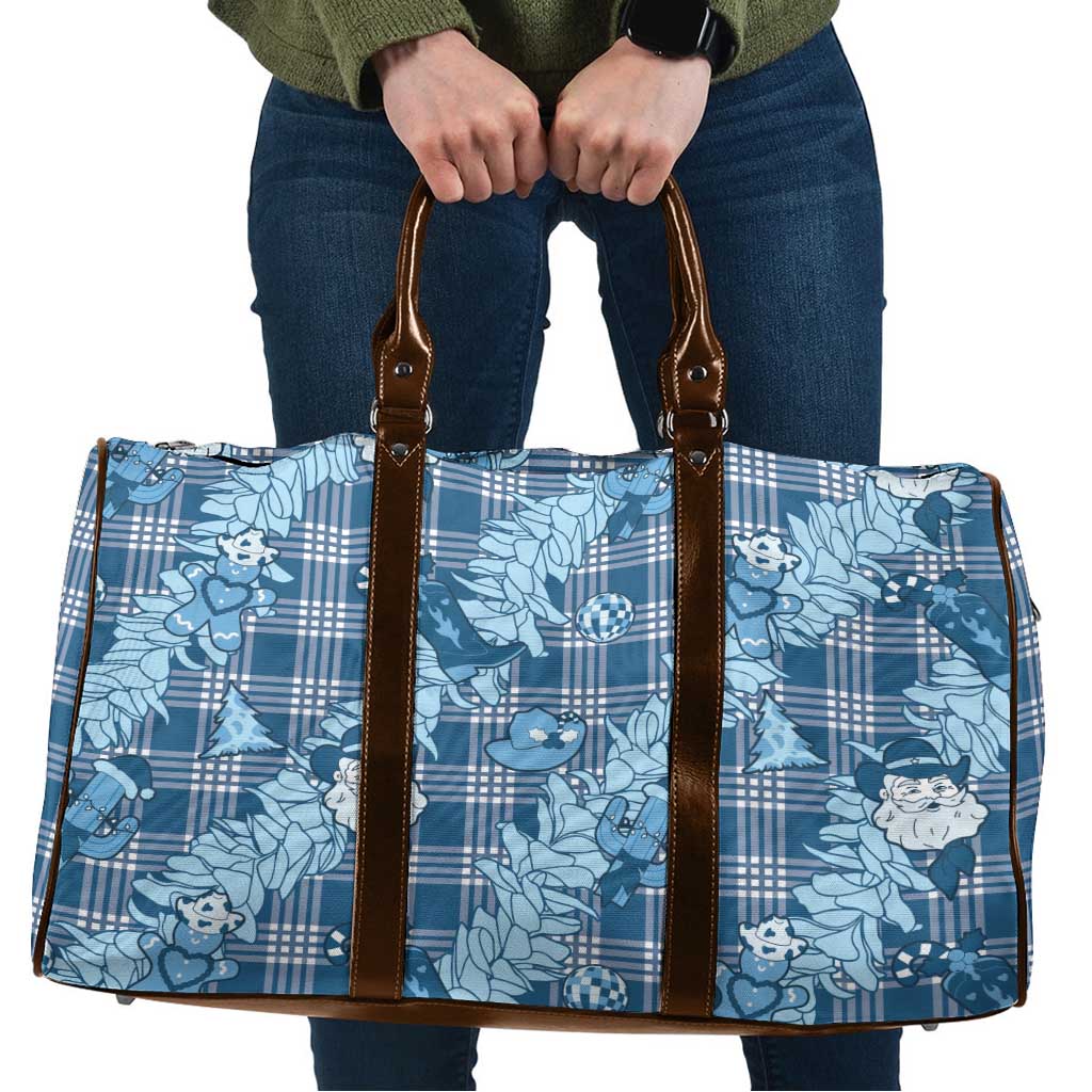 Blue Palaka Hawaii Cowboy Christmas Travel Bag Paniolo Mix Maile Lei LT7 Blue - Polynesian Pride