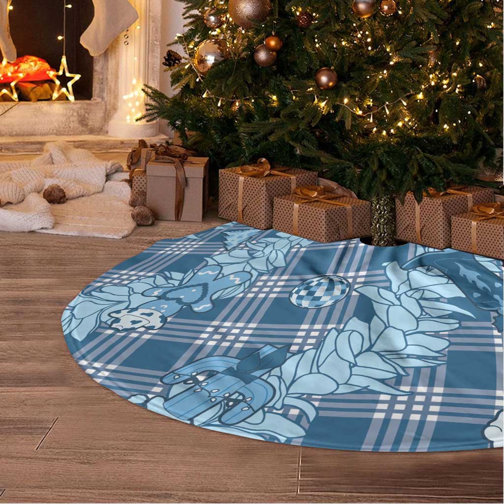 Blue Palaka Hawaii Cowboy Christmas Tree Skirt Paniolo Mix Maile Lei LT7 - Polynesian Pride