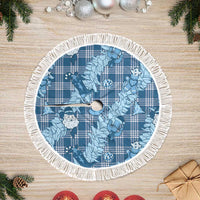 Blue Palaka Hawaii Cowboy Christmas Tree Skirt Paniolo Mix Maile Lei LT7 Fringed Blue - Polynesian Pride