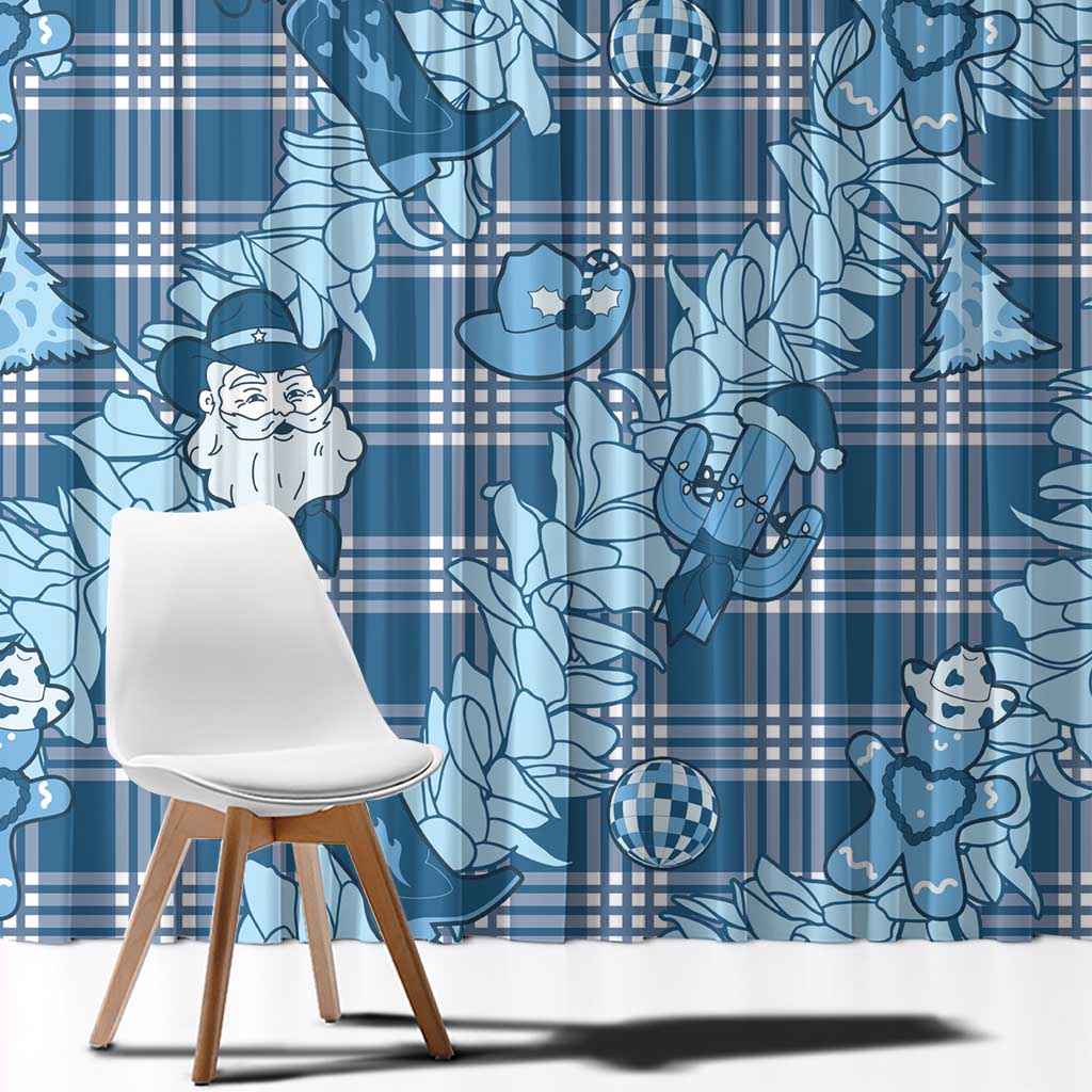 Blue Palaka Hawaii Cowboy Christmas Window Curtain Paniolo Mix Maile Lei LT7 - Polynesian Pride