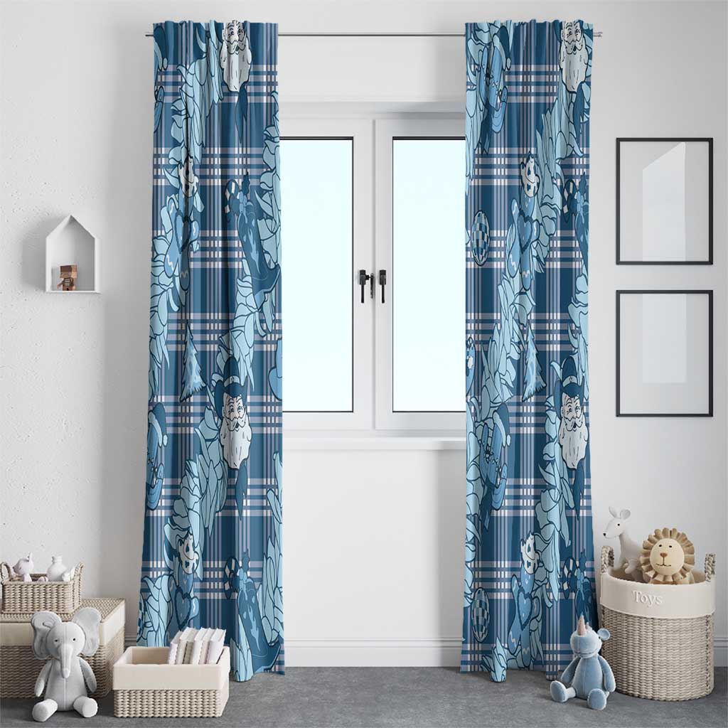 Blue Palaka Hawaii Cowboy Christmas Window Curtain Paniolo Mix Maile Lei LT7 - Polynesian Pride