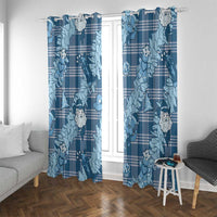 Blue Palaka Hawaii Cowboy Christmas Window Curtain Paniolo Mix Maile Lei LT7 With Grommets Blue - Polynesian Pride