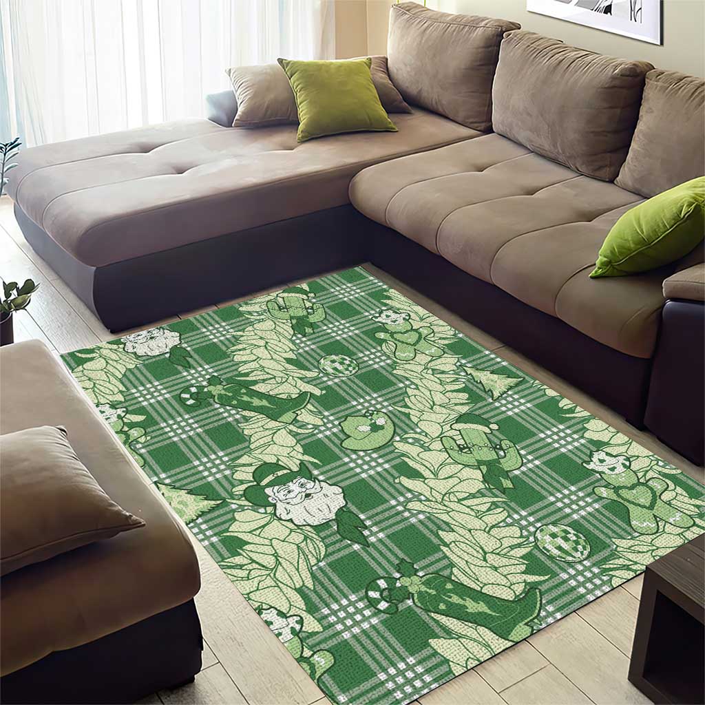 Green Palaka Hawaii Cowboy Christmas Area Rug Paniolo Mix Maile Lei LT7 - Polynesian Pride