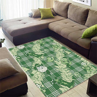 Green Palaka Hawaii Cowboy Christmas Area Rug Paniolo Mix Maile Lei LT7 - Polynesian Pride