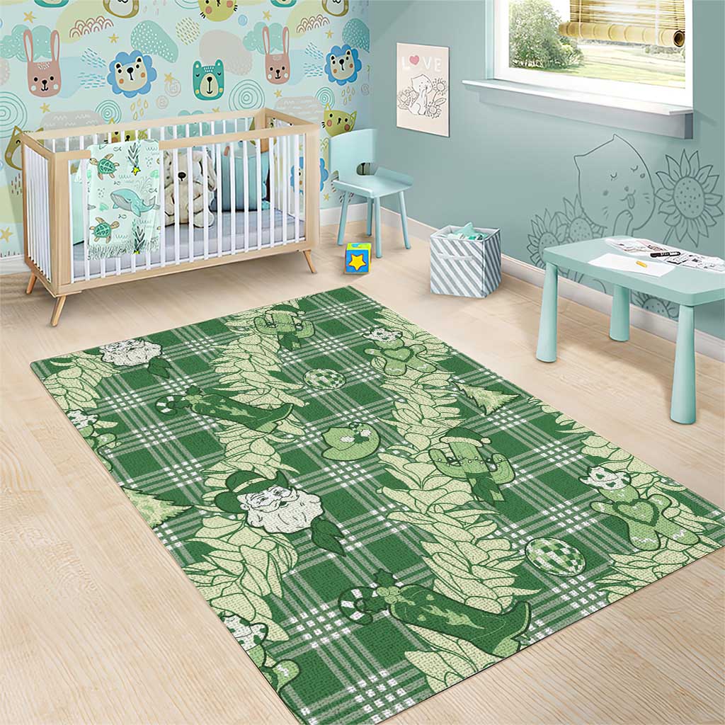 Green Palaka Hawaii Cowboy Christmas Area Rug Paniolo Mix Maile Lei LT7 - Polynesian Pride
