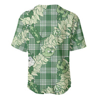Green Palaka Hawaii Cowboy Christmas Baseball Jersey Paniolo Mix Maile Lei LT7 - Polynesian Pride