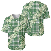 Green Palaka Hawaii Cowboy Christmas Baseball Jersey Paniolo Mix Maile Lei LT7 - Polynesian Pride