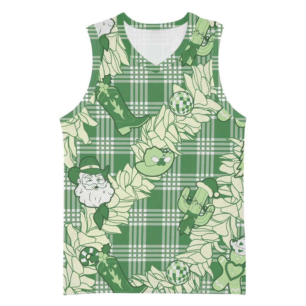 Green Palaka Hawaii Cowboy Christmas Basketball Jersey Paniolo Mix Maile Lei LT7 Unisex Green - Polynesian Pride