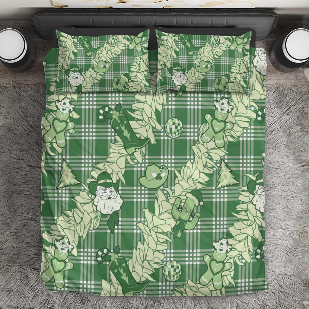 Green Palaka Hawaii Cowboy Christmas Bedding Set Paniolo Mix Maile Lei LT7 Green - Polynesian Pride